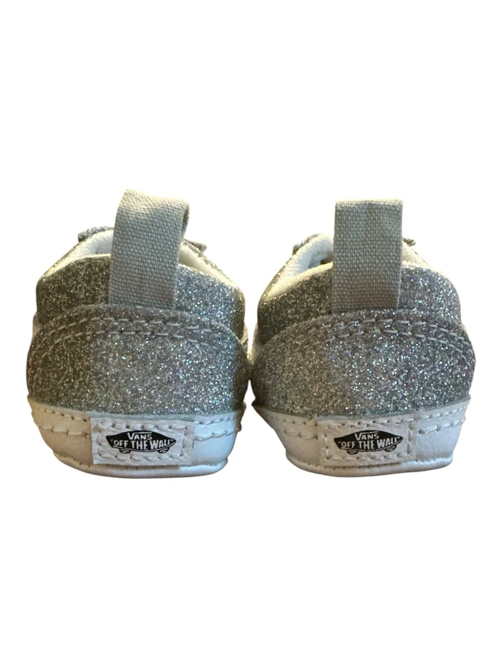 Vans Infant Sparkle Silver Kids Lace-Up Sneakers